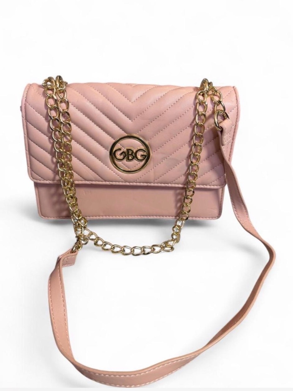 GBG Los Angeles Blush Pink Quilted Chain Crossbody Bag